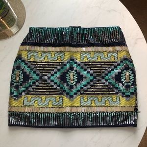 Aztec Print Beaded Skirt